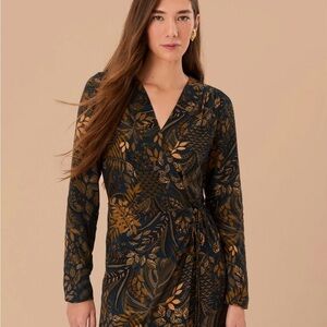 Elegant Black and Gold Wrap Dress